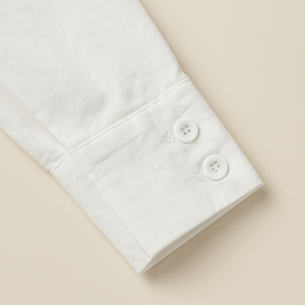 Korean-Inspired Wide Neck Button Crop Top | White | Size S | Minimalist - Picture 3 of 7